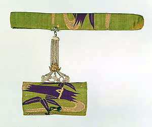 つづれ錦竹に流水模様腰差したばこ入れ