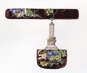 ビロード秋草刺繍腰差したばこ入れ