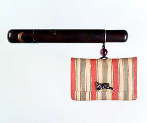 古渡有平縞更紗腰差したばこ入れ