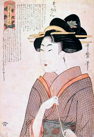 喜多川歌麿画「咲分ケ（さきわけ）言葉の花　おかみさん」