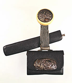 Black imported leather tobacco pouch