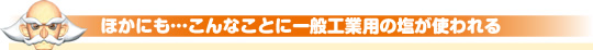 ほかにも…こんなことに一般工業用の塩が使われる