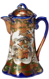 九谷焼武人図コーヒーポット