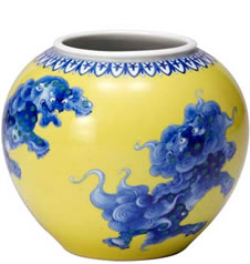 真葛焼獅子図花瓶