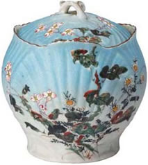 輸出用花卉図シュガーポット