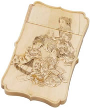 輸出用象牙製人物図名札入れ