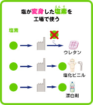 塩が変身した塩素を工場で使う