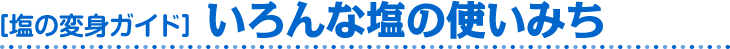 ［塩の変身ガイド］いろんな塩の使いみち
