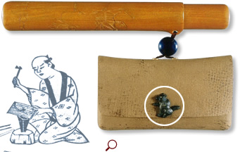 印伝革腰差したばこ入れ