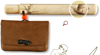 印伝革女持ち腰差したばこ入れ