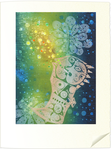吹田文明（ふきた・ふみあき／1926～）画
〈紫煙〉
30×22cm／木版