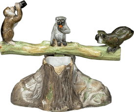 3匹のサル付磁器製マッチ入れ