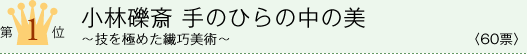 第1位 小林礫斎 手のひらの中の美〜技を極めた繊巧美術〜 <60票>