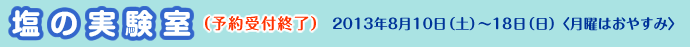 塩の実験室(予約受付終了)2013年8月10日(土)~18日(日)〈月曜はおやすみ〉
