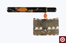 「菖蒲革（しょうぶがわ）腰差したばこ入れ」