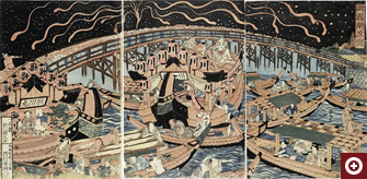 歌川国丸画 「両国納涼図」 文化（1804-1818）頃