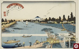 溪斎英泉画 「江戸八景 隅田川の落雁」 天保（1830-1844）頃