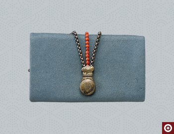 青色地羅紗懐中鏡入れ