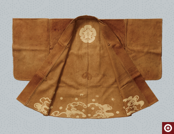 格子小紋ふすべ革羽織