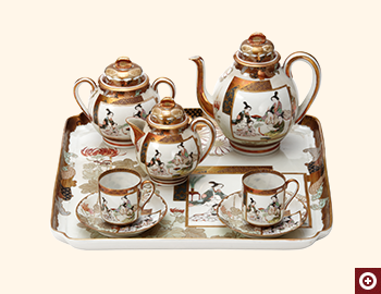 九谷焼美女喫煙図コーヒーセット