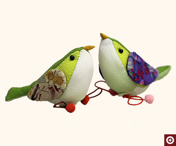 冬から初春のちりめん細工 うぐいす袋