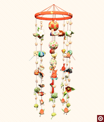 春の花とおもちゃのつるし飾り（輪さげ）