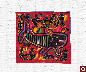 漁のようすを描いたモラ 1970年代　43×40cm