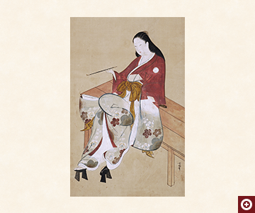「縁台美人喫煙図」山崎龍女画　享保（1716-1736）頃