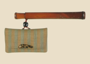 古渡縞木綿腰差したばこ入れ