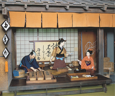 渋谷の博物館に展示されていた刻みたばこ屋の店先。