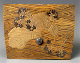 梨子地葦に波蒔絵舟形たばこ盆