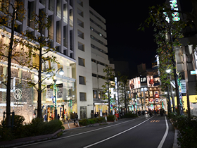 博物館の向かいから、パルコ方面に向かって。