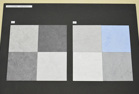 塩常設展に敷く床材のサンプル