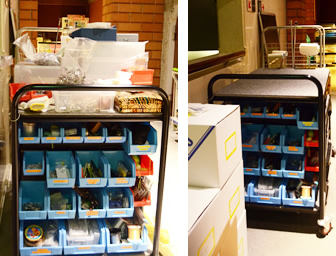 初公開の「トラクター」。このトラクターには、展示作業に必要な多種多様な物品が収まっています。